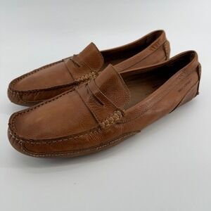 Rockport Mens Tan Leather Penny Loafers Driving Mocks Size 13